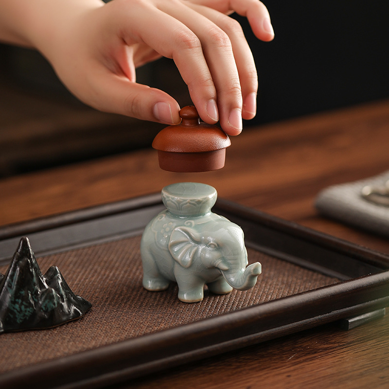 Unique Table Accessories - 창의적인 코끼리 뚜껑 홀더 세라믹 티