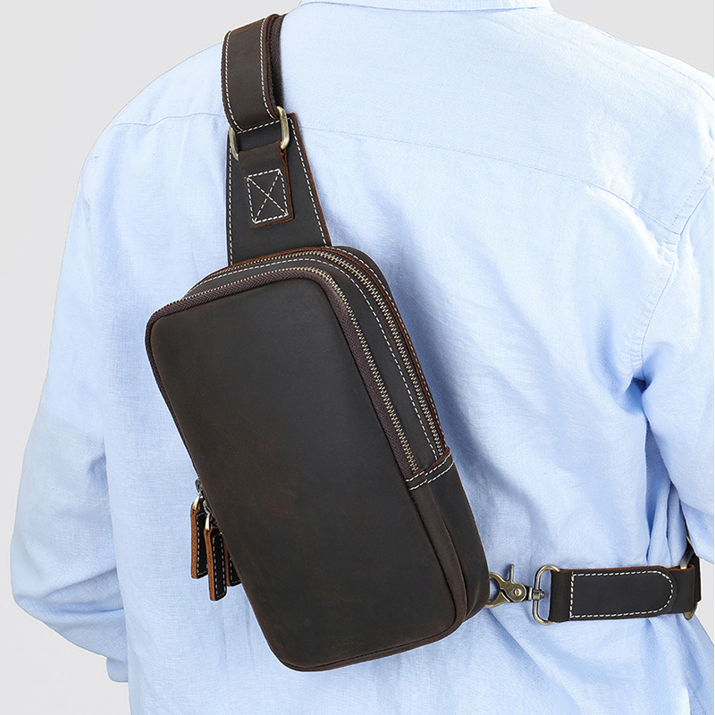 Tablet Shoulder Bag - 정품 가죽 남성 가슴 가방 여성