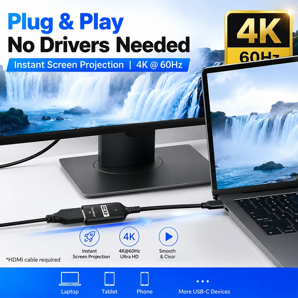 USB C-HDMI 어댑터 4K@60Hz 플러그 앤 플 - Hdmi Adapter Tablet 리뷰 및 가격