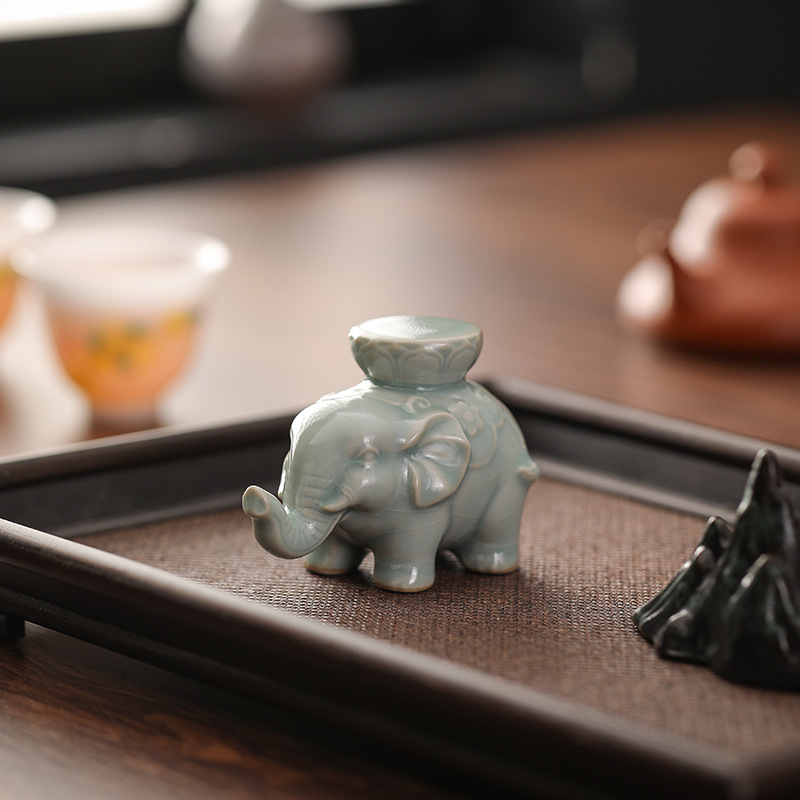 창의적인 코끼리 뚜껑 홀더 세라믹 티 펫 차 세트 액세 - Unique Table Accessories 리뷰 및 가격
