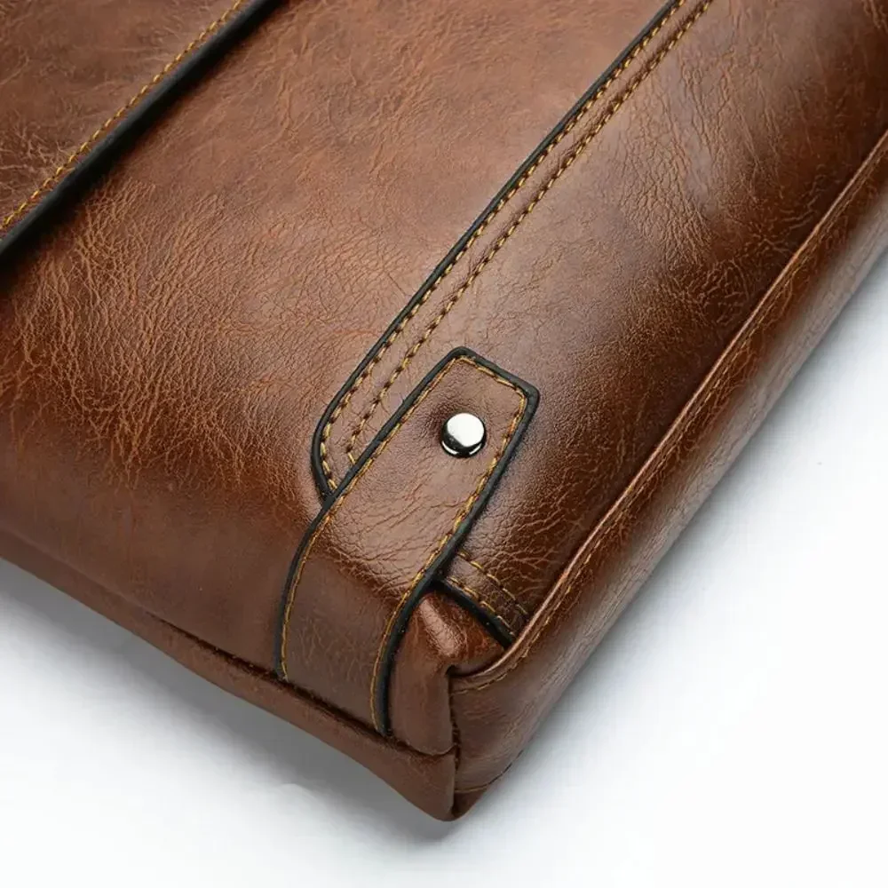 남성용 서류 가방 PU 가죽 토트 보스턴 통근 노트북  - Tablet Shoulder Bag 리뷰 및 가격